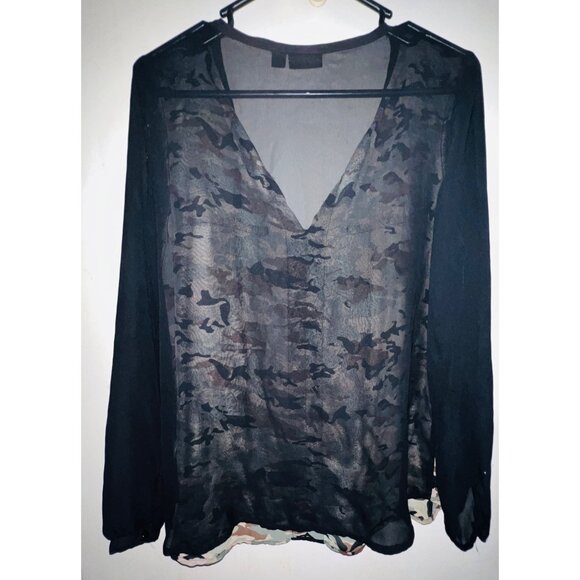Ana Women's Camouflage Print Long Sleeve Blouse Size M - Picture 4 of 4